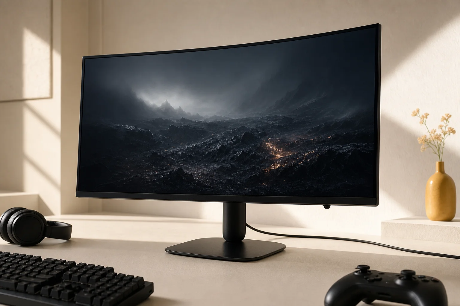 デル AW3426DWの設置まわりを確認するイメージ