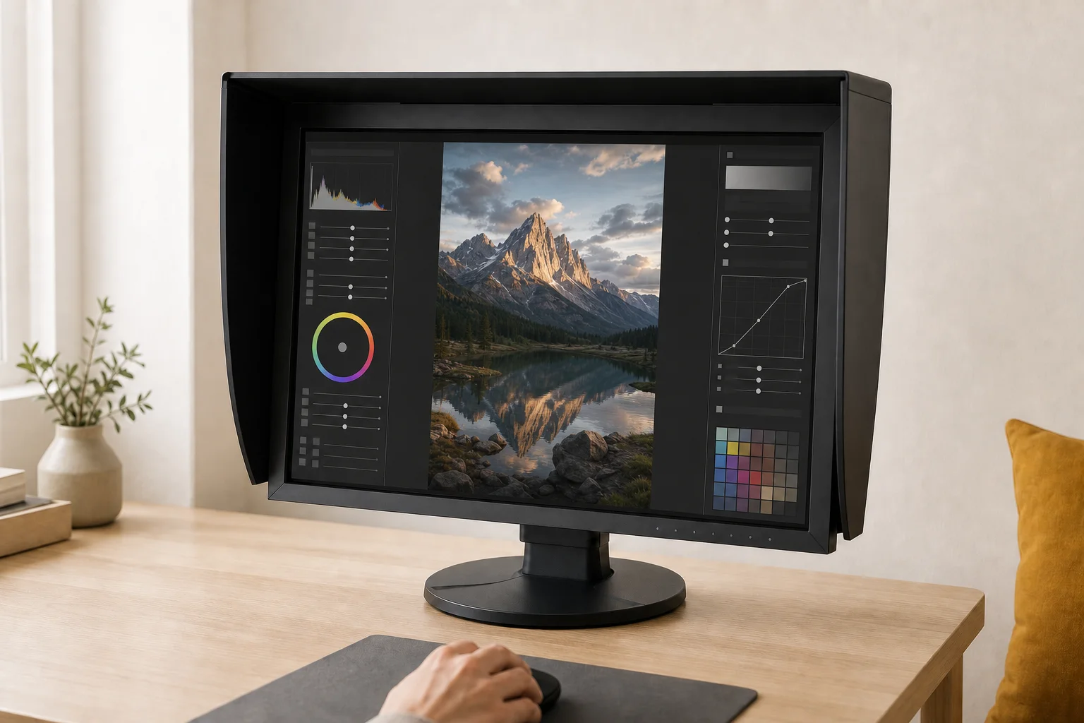 EIZO CG2400S-BKの設置まわりを確認するイメージ