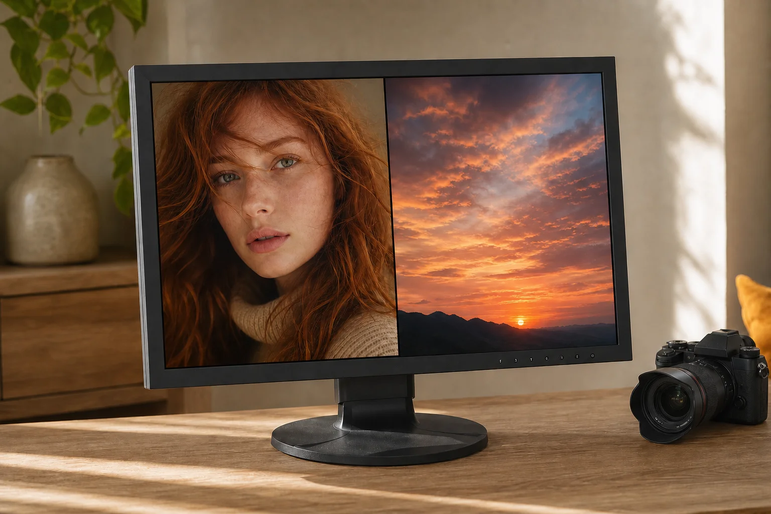 EIZO CS2400S-BKの設置まわりを確認するイメージ