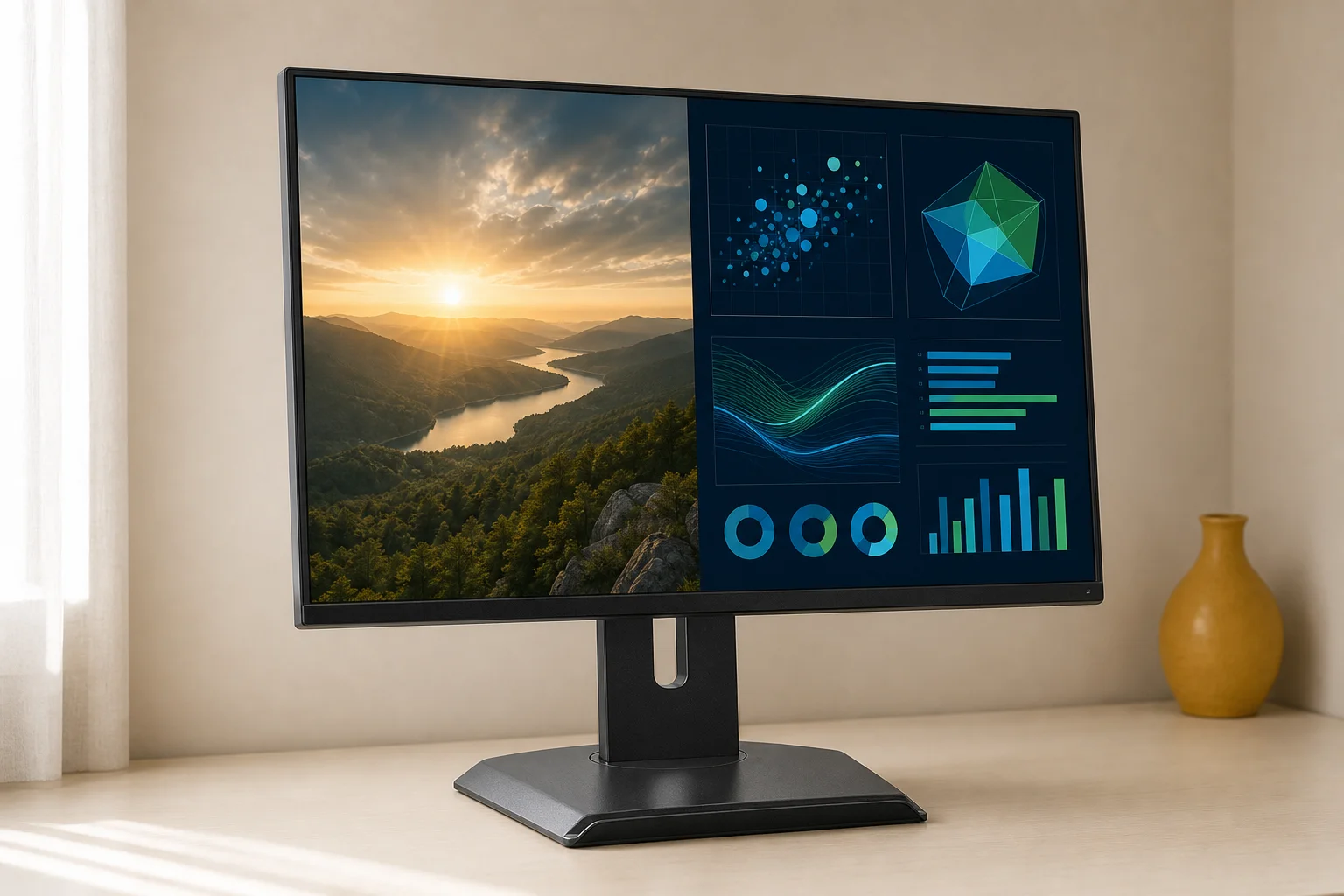 I-O DATA LCD-C243SMB-Fの設置まわりを確認するイメージ