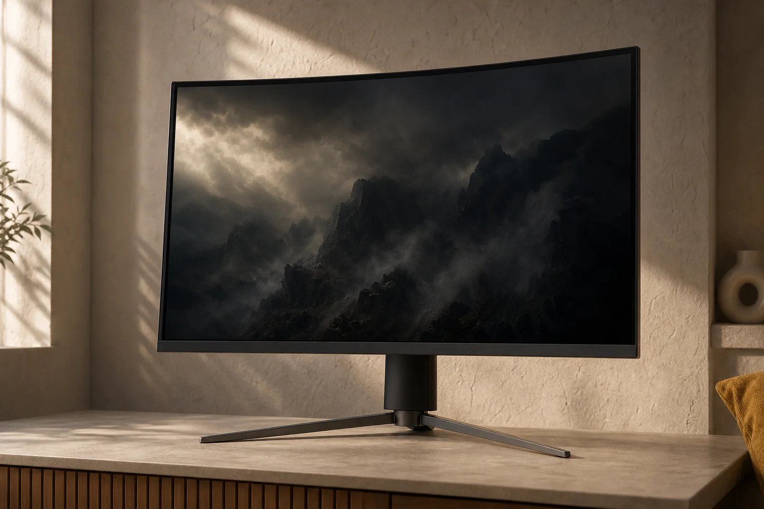 MSI MAG 27CQ6PFの設置まわりを確認するイメージ