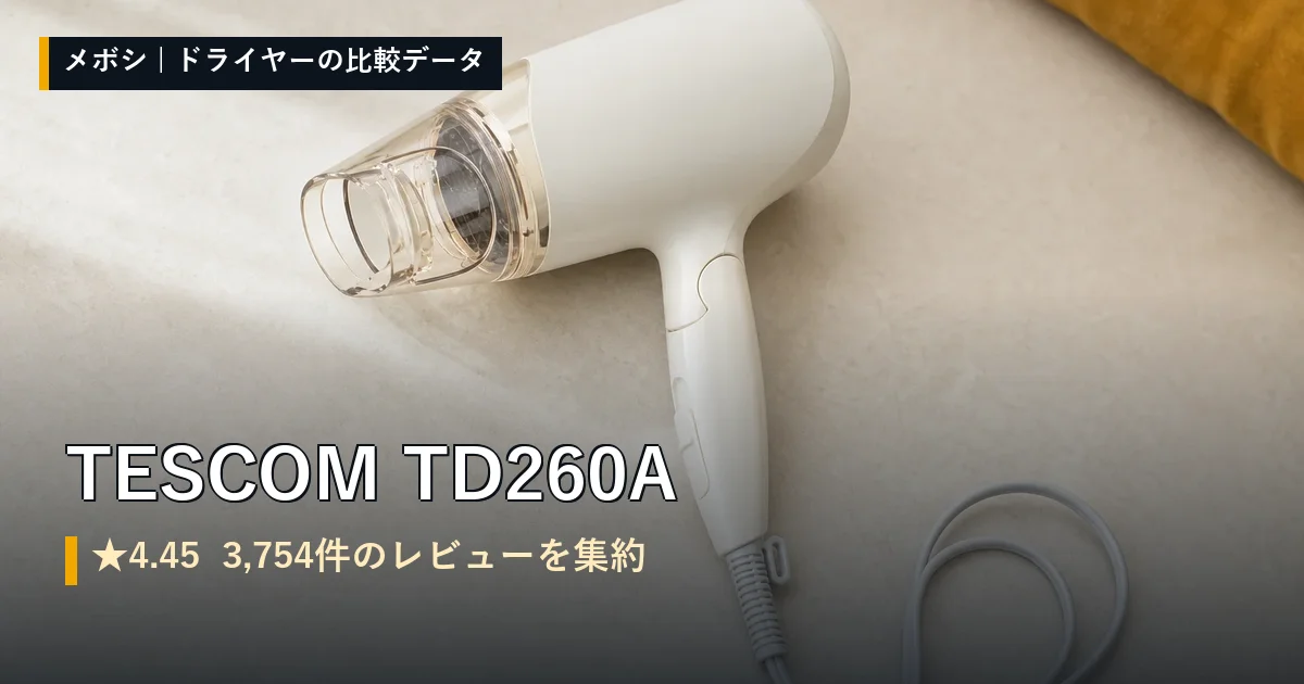 TESCOM TD260Aのレビューデータまとめ
