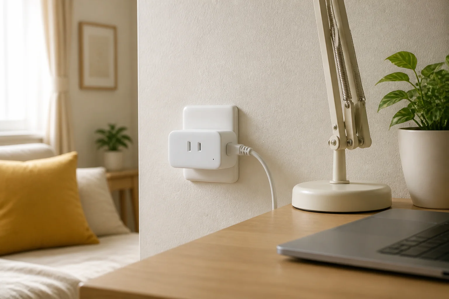 一人暮らしの部屋でスマートプラグを使うイメージ
